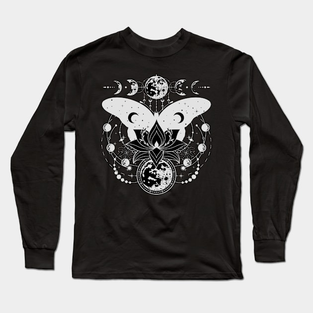 Sacred Symmetry Lotus And Butterfly Long Sleeve T-Shirt by ReaverCrest